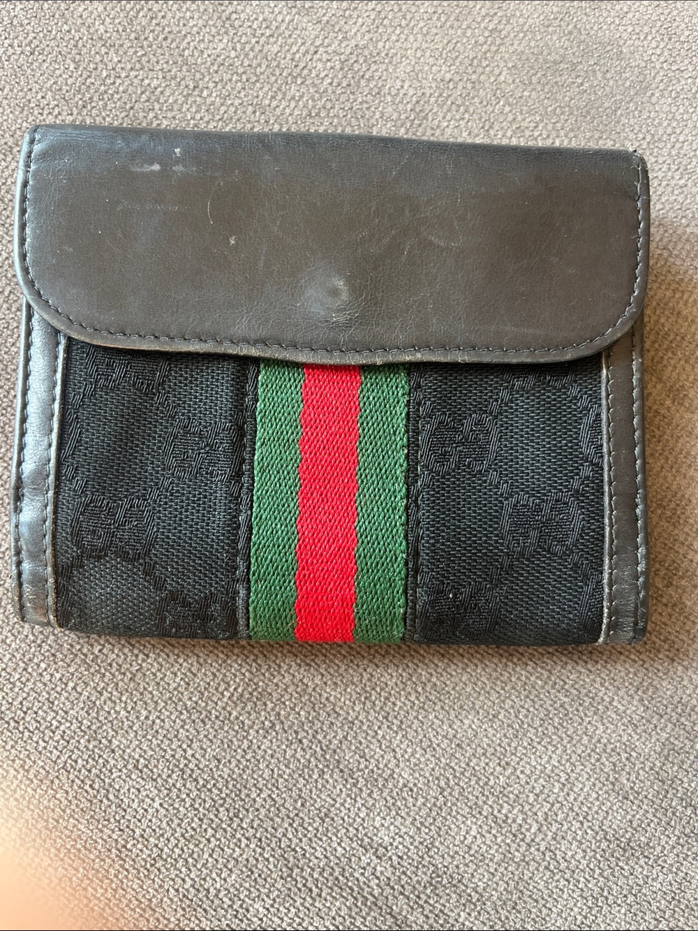 Gucci Sherry Line Old Gucci GG Canvas Vintage Bifold Wallet black - Picture 3 of 6